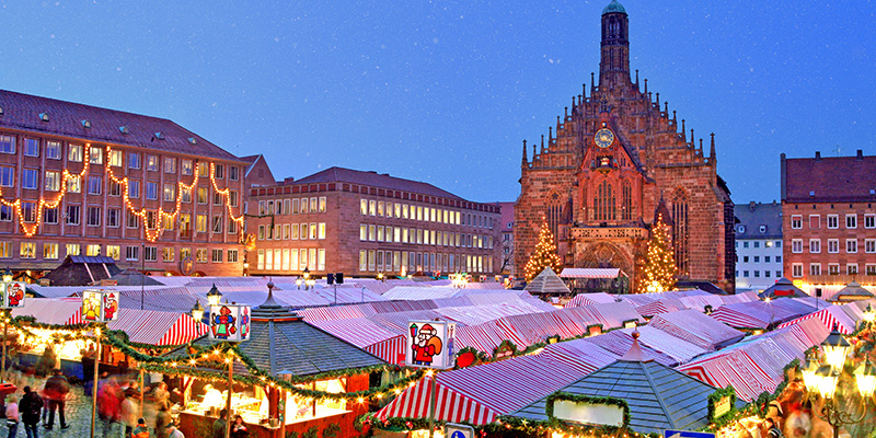 Flea Market at night in Neurenburg.  Movement on people walking.